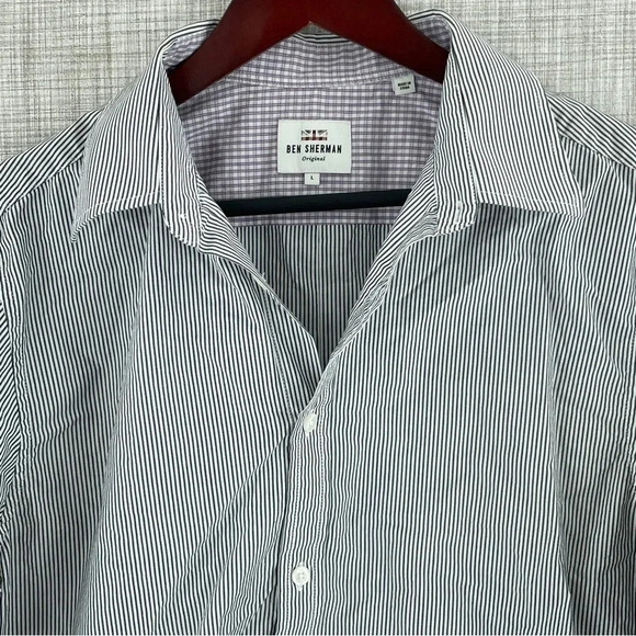 Ben Sherman mens size L long sleeve button down gray shirt 0672 - Picture 5 of 8